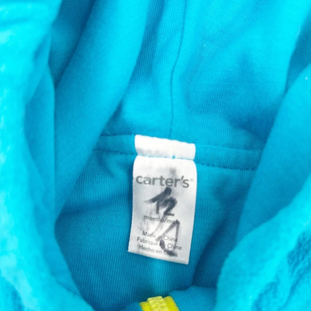 Carters Baby Monster Hooded Fleece Halloween Costume Zip Up Jacket Size‎ 12M